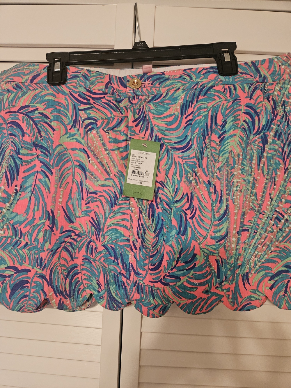 Scalloped Tropical Print Mini Skirt - Pink Multi